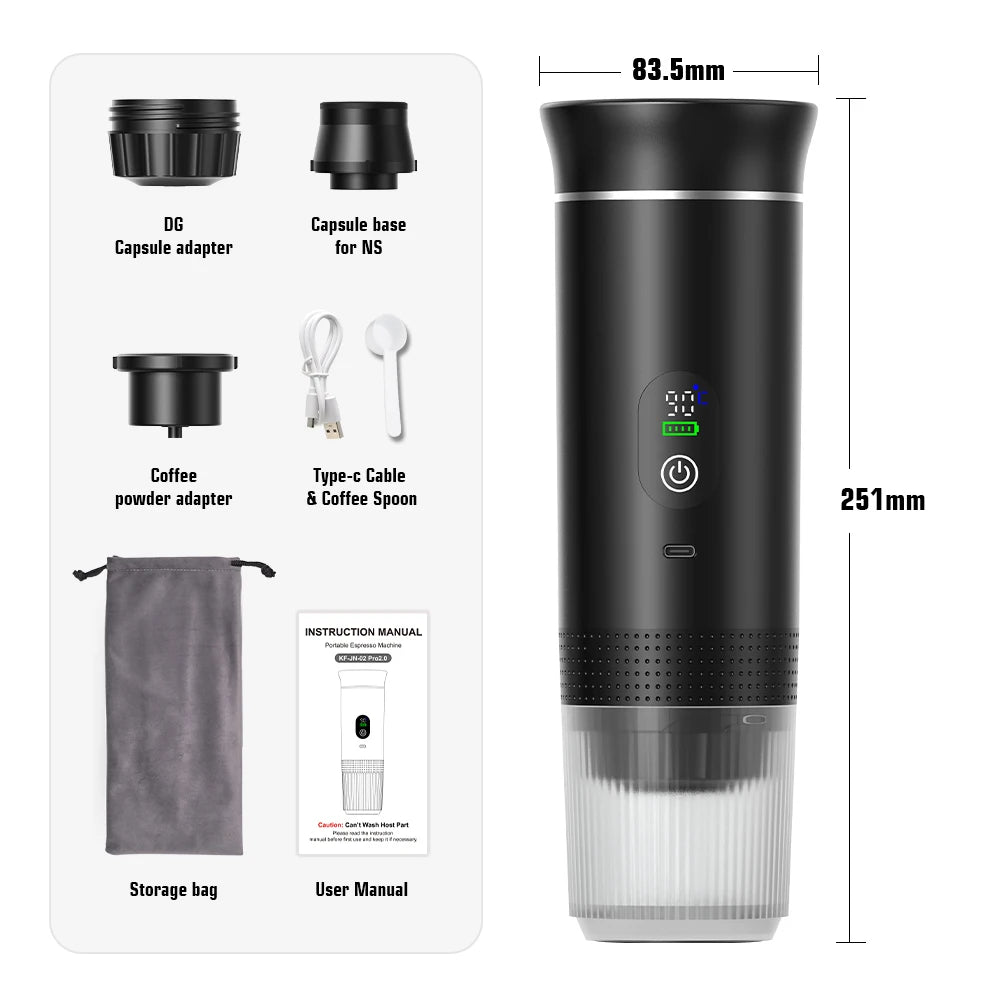 ☕ Cafetera Espresso Portátil Eléctrica 3 en 1 – Disfruta tu café en cualquier lugar