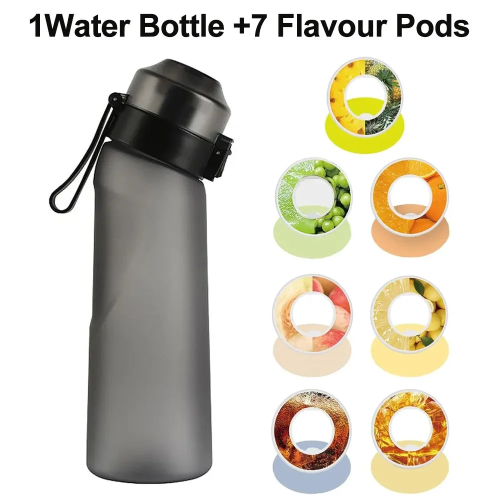 Flavored Water Bottle 650Ml Sports Alr up Drinking Bottle 7 Fruit Fragrance Pods Water Cup for Outdoor Camping Fitness Fashion