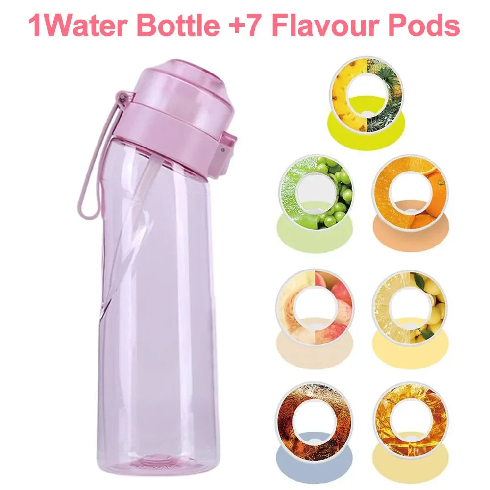 Flavored Water Bottle 650Ml Sports Alr up Drinking Bottle 7 Fruit Fragrance Pods Water Cup for Outdoor Camping Fitness Fashion