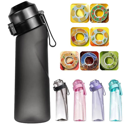 Flavored Water Bottle 650Ml Sports Alr up Drinking Bottle 7 Fruit Fragrance Pods Water Cup for Outdoor Camping Fitness Fashion
