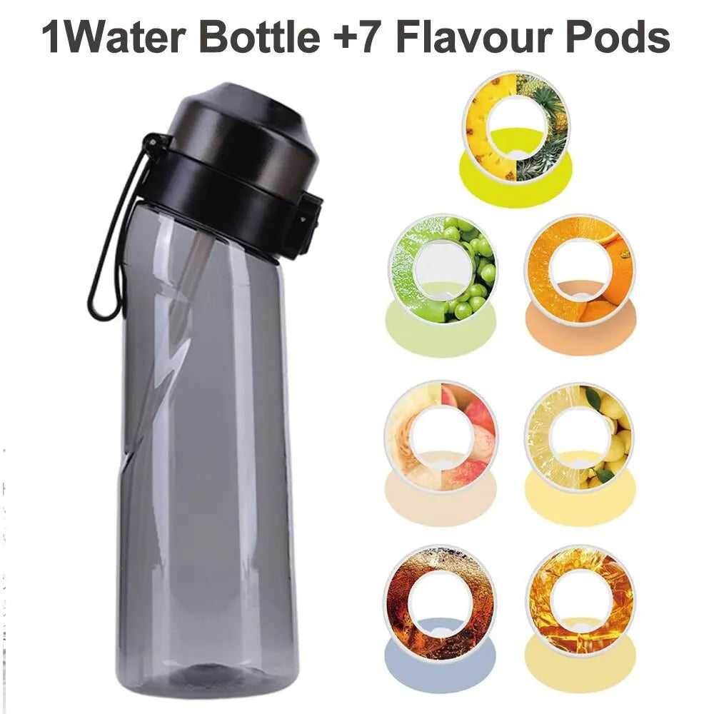 Flavored Water Bottle 650Ml Sports Alr up Drinking Bottle 7 Fruit Fragrance Pods Water Cup for Outdoor Camping Fitness Fashion