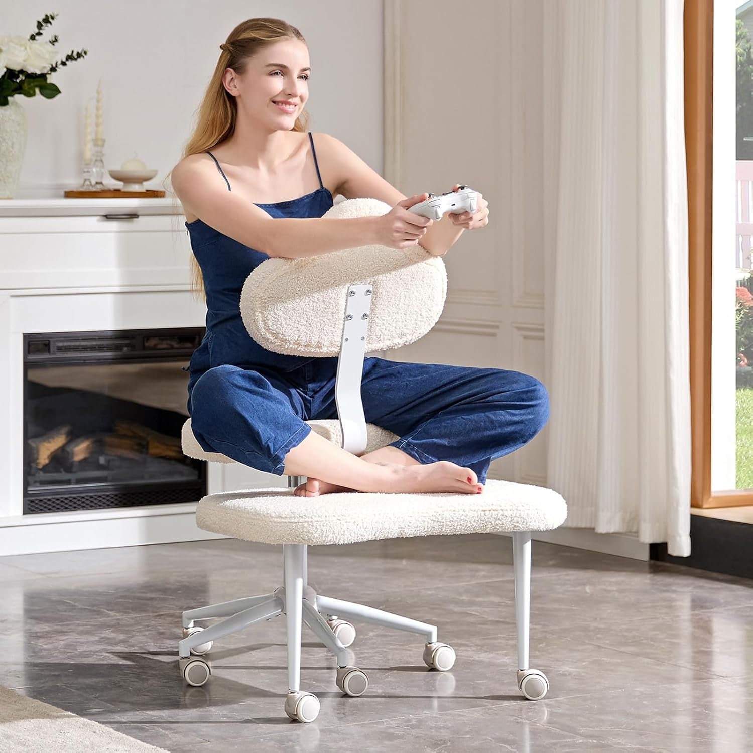 Silla de Oficina Estilo Meditación con Ruedas – Comodidad en Cada Postura