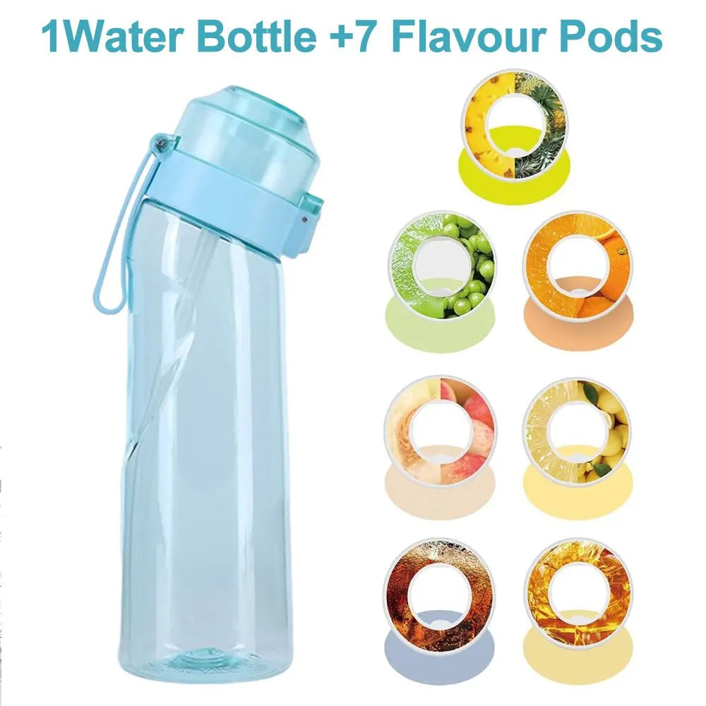 Flavored Water Bottle 650Ml Sports Alr up Drinking Bottle 7 Fruit Fragrance Pods Water Cup for Outdoor Camping Fitness Fashion