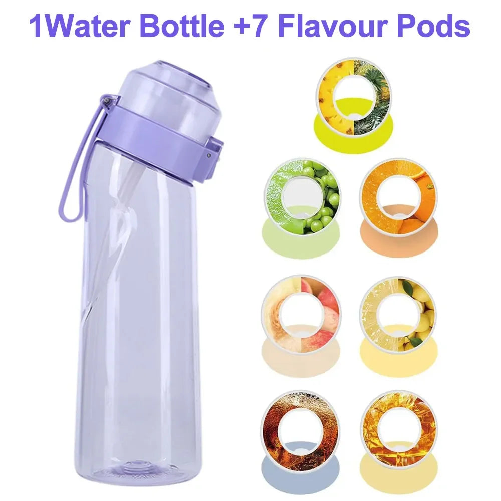 Flavored Water Bottle 650Ml Sports Alr up Drinking Bottle 7 Fruit Fragrance Pods Water Cup for Outdoor Camping Fitness Fashion