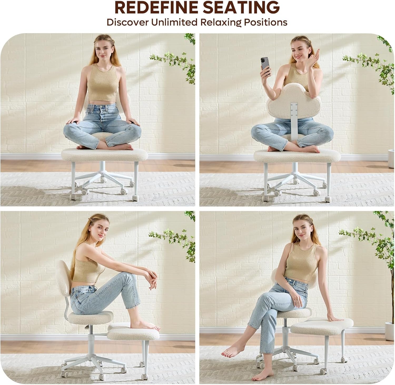 Silla de Oficina Estilo Meditación con Ruedas – Comodidad en Cada Postura