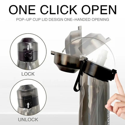 Flavored Water Bottle 650Ml Sports Alr up Drinking Bottle 7 Fruit Fragrance Pods Water Cup for Outdoor Camping Fitness Fashion